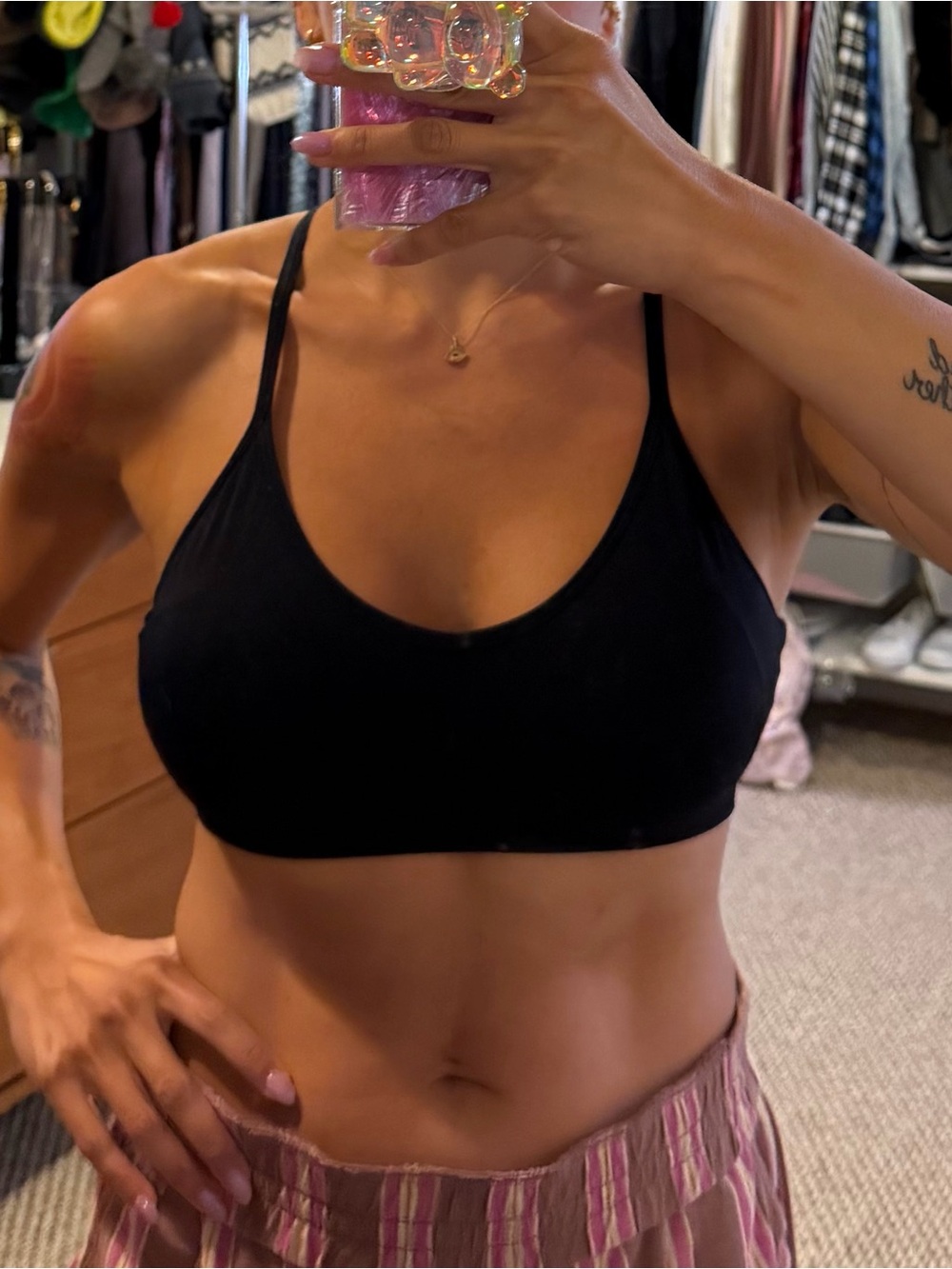 Source Unknown Black Seamless Sports Bralette with Strappy Back